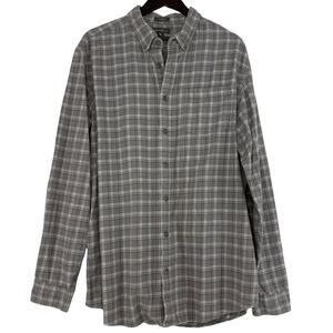Eddie Bauer Gray Plaid Flannel Shirt XLT